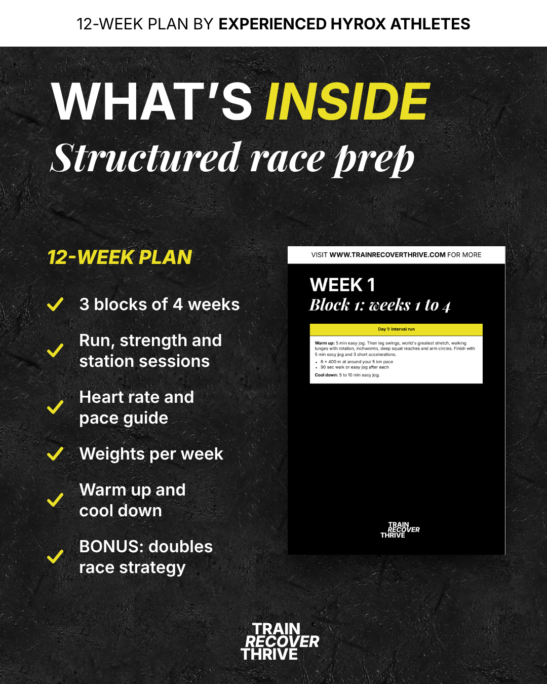 12-Week HYROX Open Doubles race program for women